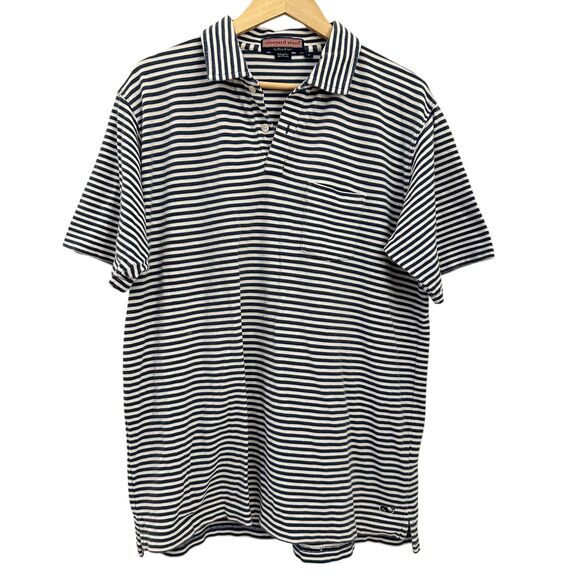 Vineyard Vines Other - Vineyard Vines Men's Blue and White Stripe Nautical Cotton Polo Shirt Size L